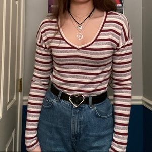 Super Soft Striped V-Neck Sweater